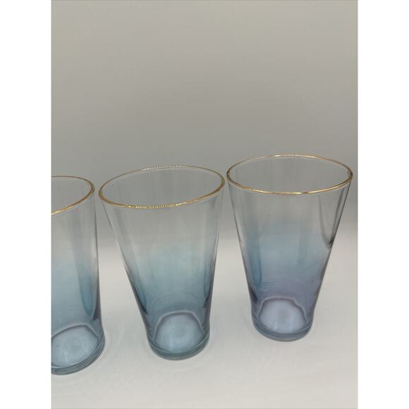 MCM Blue And Clear Vintage Glasses With Gold Rim Rare - Picture 4 of 6